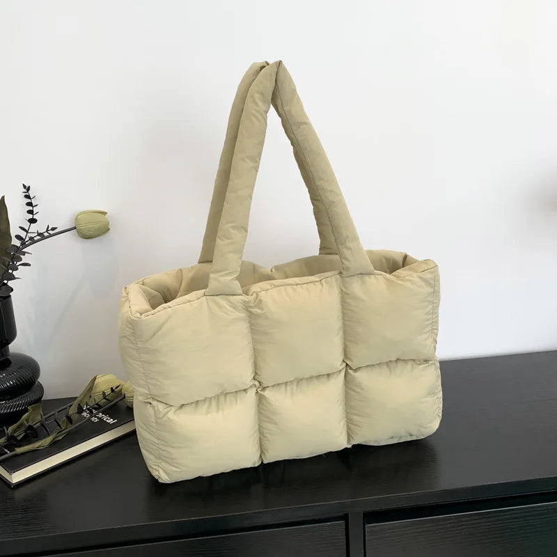 Quilted Plaid Tote Handbag