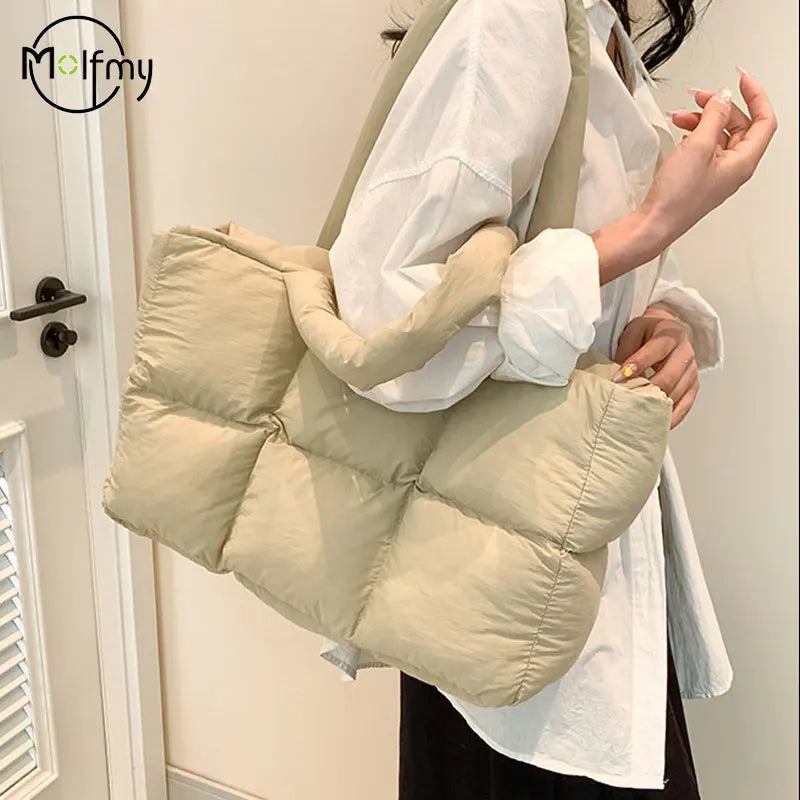 Quilted Plaid Tote Handbag