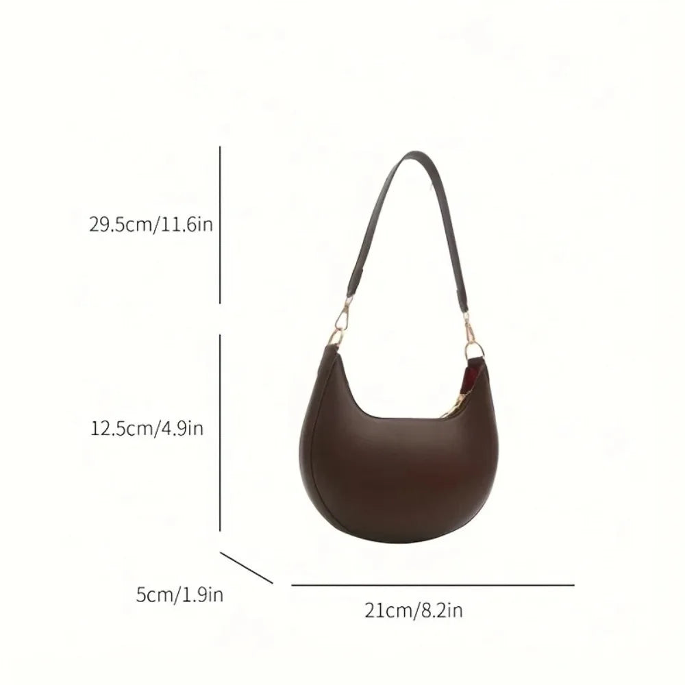 Moon-Shaped PU Leather Shoulder Bag