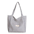 Striped Canvas Beach Tote Bag