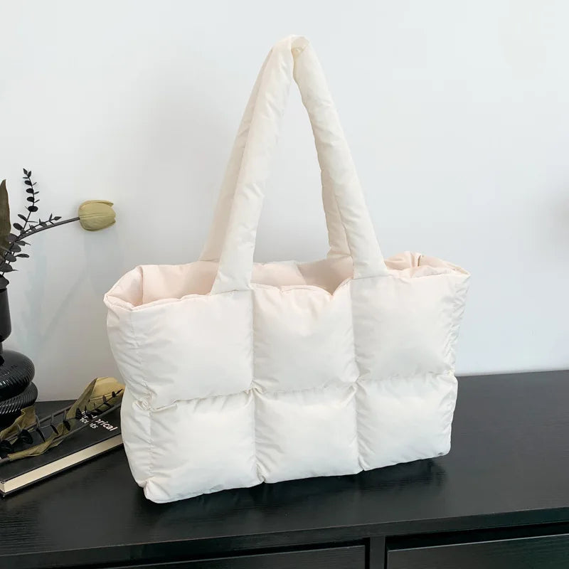 Quilted Plaid Tote Handbag