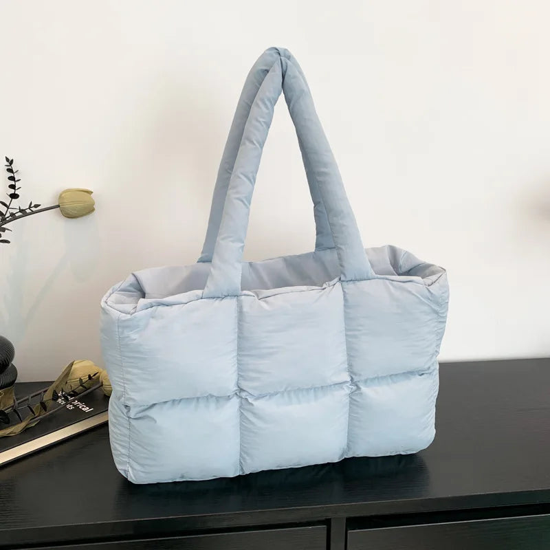 Quilted Plaid Tote Handbag