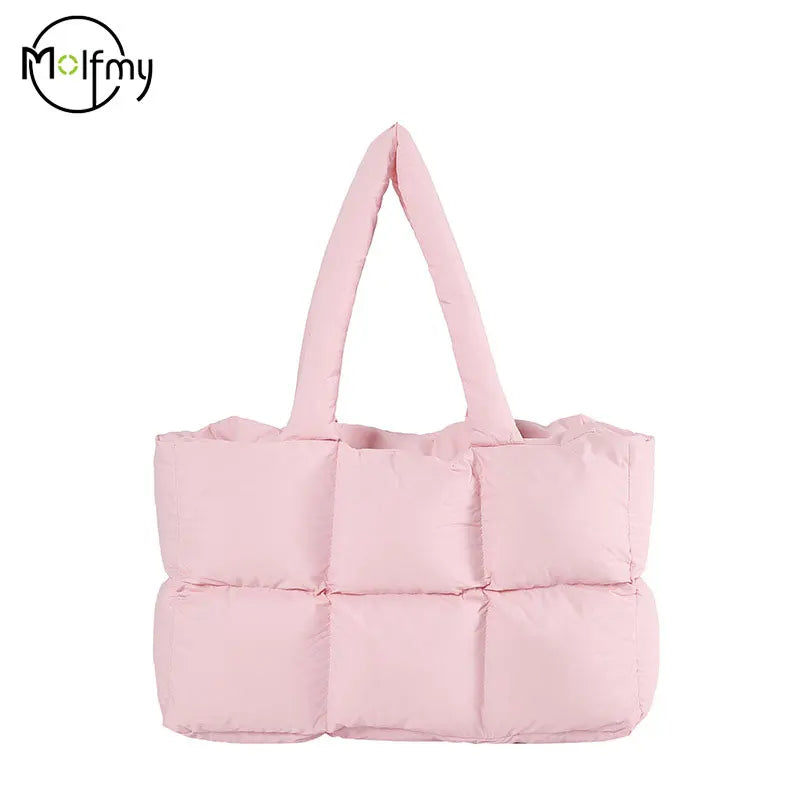 Quilted Plaid Tote Handbag