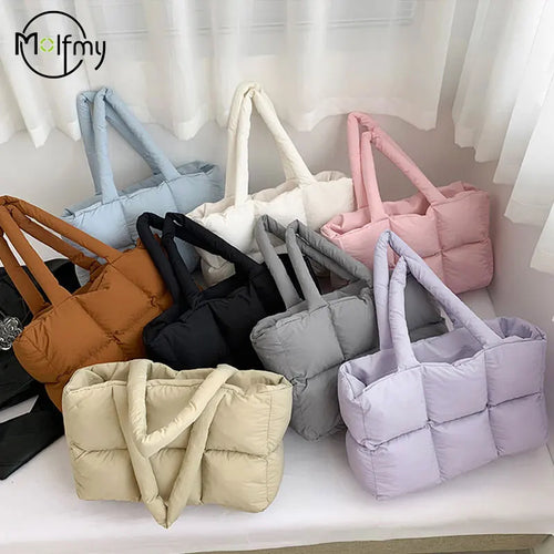 Quilted Plaid Tote Handbag